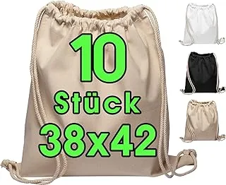 Bolsa de algodón 10 piezas 38x42cm bolsa de deporte - mochila bolsa de tela bolsa de gimnasia, bolsa, bolsa de algodón, bolsa de yute Bolsa de tela certificada OEKO-TEX® bolsa de compras Gym