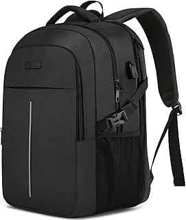 WENIG Mochila Hombre Impermeable Mochila Ordenador Portatil 17.3 Pulgadas Mochilas Escolares Bolso de Escuela Adolescente con Puerto USB Antirrobo Mochila Mujer para Viaje Diario - Negro