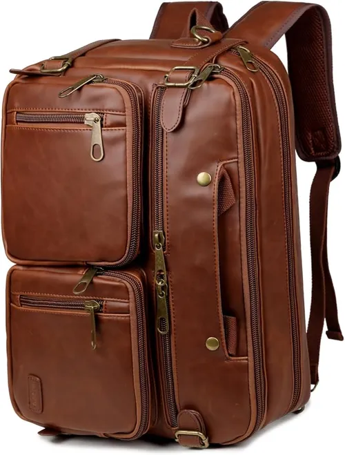 Baosha Mochila de piel sintética, maletín híbrido de 17 pulgadas, bolso para portátil para hombre, bolso de hombro para hombre, bolso de hombro multiusos, bolsa de trabajo para hombres HB-22